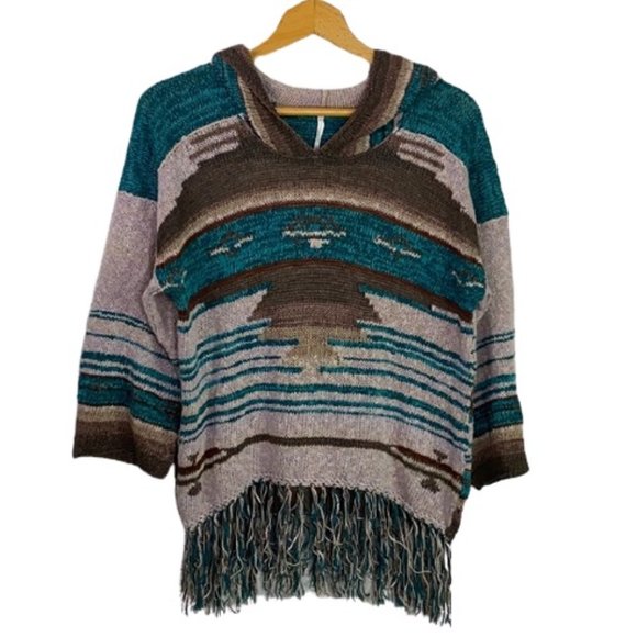 Free People Sweaters - Free People - Hooded Aztec Print, Oversized Knit